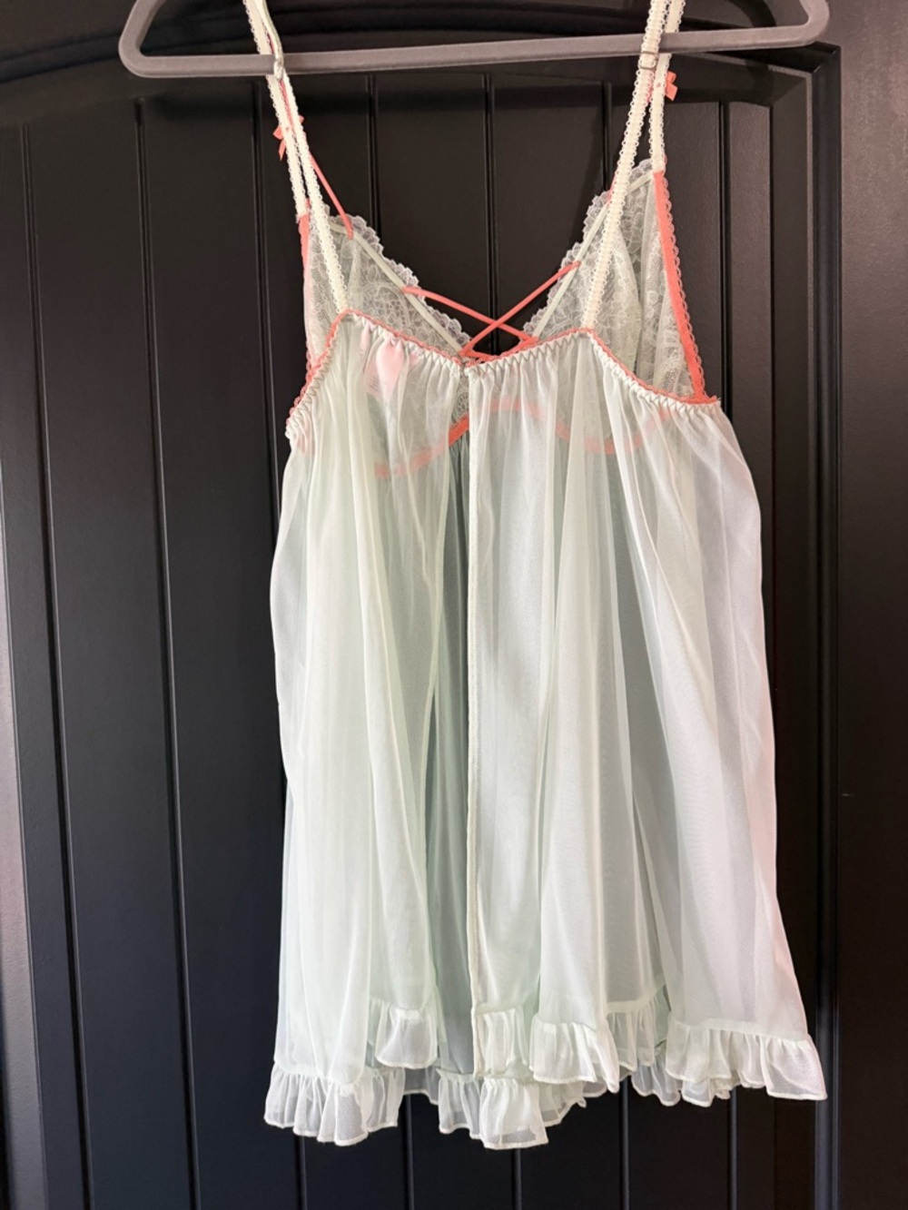 VTG Victoria’s Secret Mint Lace Babydoll 💕 Y2K Coquette Sheer Slip Nightgown LG - Picture 2 of 6